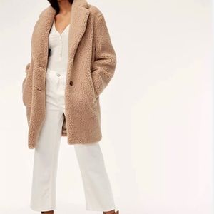 Aritzia Wilfred Free Teddy Cocoon Jacket - Tan - Size S